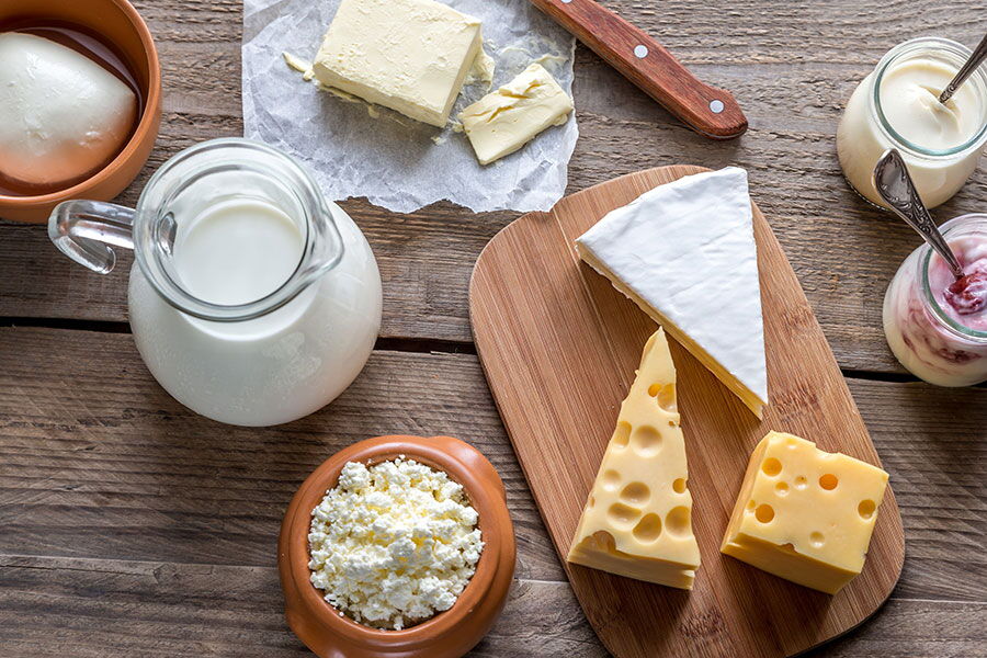 Dairy products (milk, cheese, butter, yoghurt)