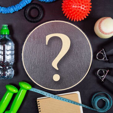 question mark on fitness background