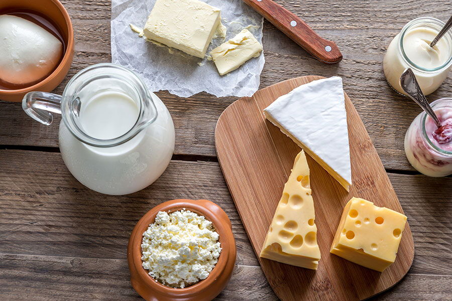 variety of high-fat dairy products